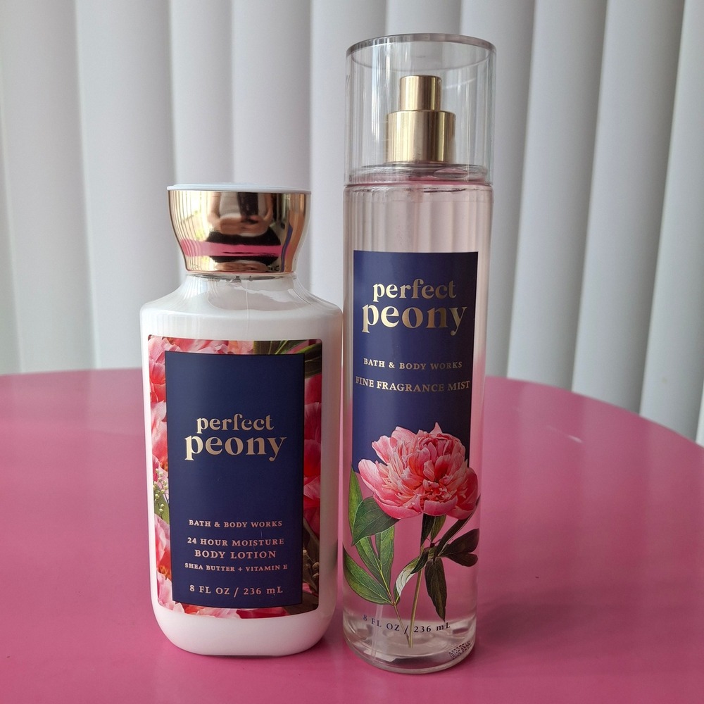 Bath & Body Works PERFECT PEONY Fragrance Mist & Body Lotion Set 8oz